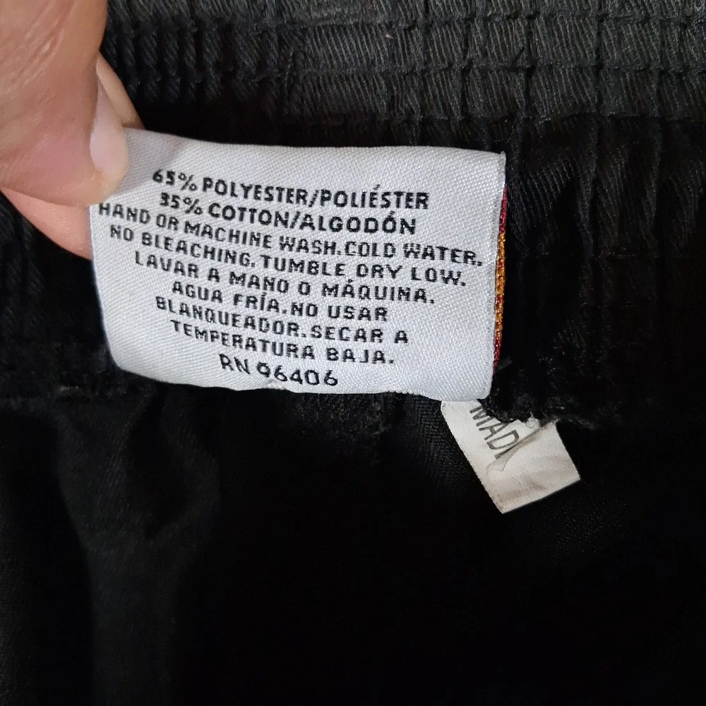 New Chef Pants Adult Size Large Black Baggy Elastic Stretchable Waist Inseam 31